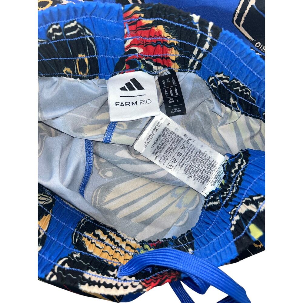 NWOT Adidas x Farm Rio Blue Colorful Butterfly Shorts Size XS - Picture 7 of 8